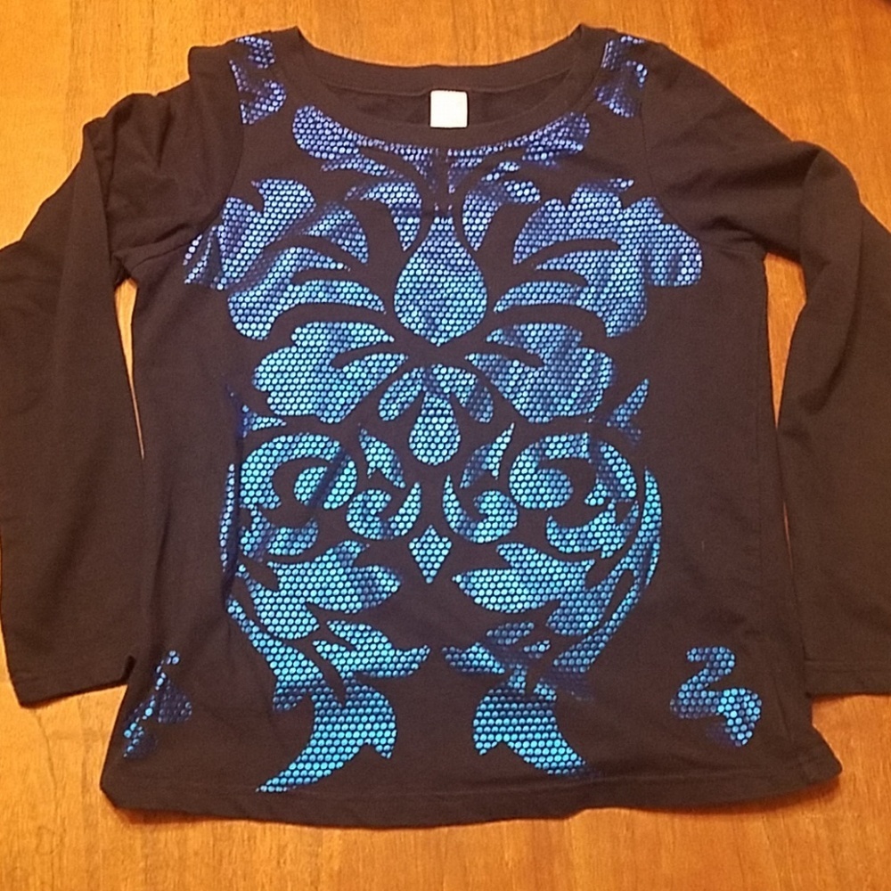 👸👕#019 Long sleeved metallic front shirt Size S